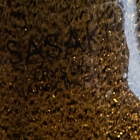 Sasaki Italian Crystal Vase Hand Crafted Marea 11” Tear Drop Ribbed Tiger’s Eye - Picture 14 of 17